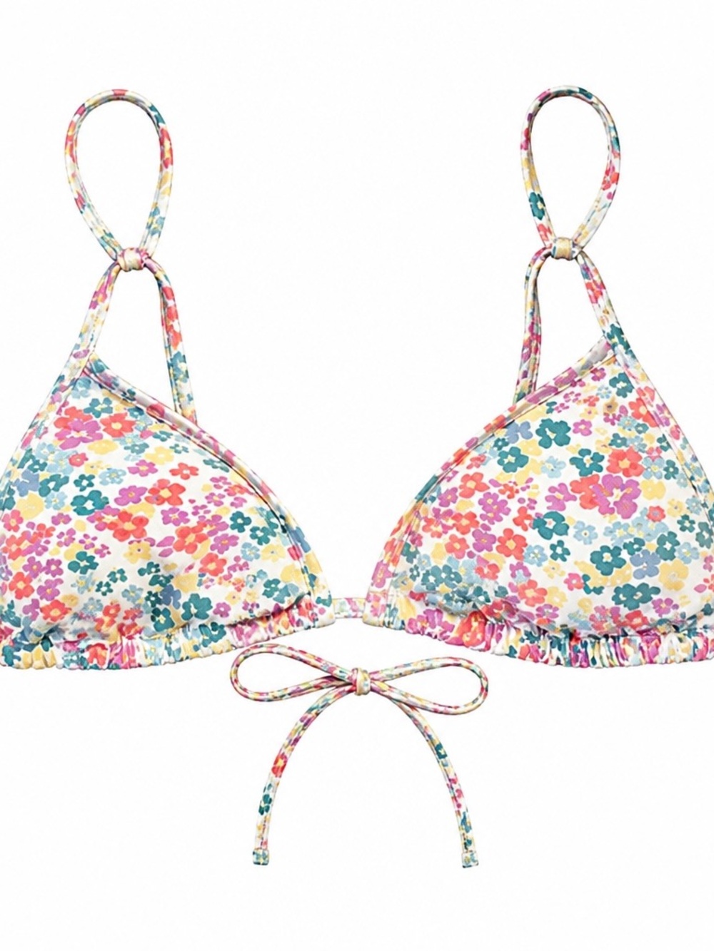 Xhilaration Floral Triangle Bikini Top in White, Pink, Teal, Yellow